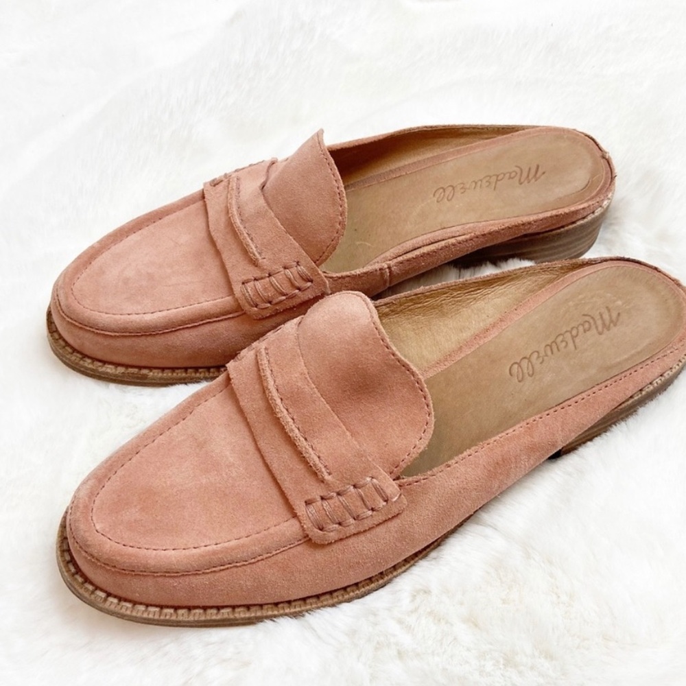 Madewell Rose Pink Suede Leather Mule Shoes 7.5